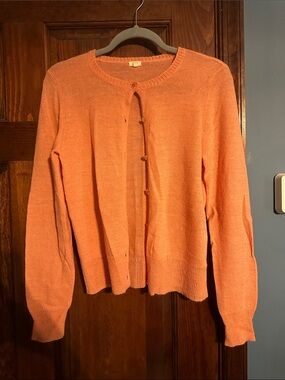 J. Crew Women’s Coral Button-Front Crewneck Cardigan Sweater